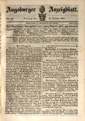 Augsburger Anzeigeblatt Sonntag 21. Januar 1849