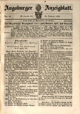 Augsburger Anzeigeblatt Mittwoch 24. Januar 1849