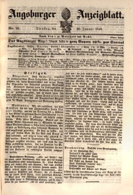 Augsburger Anzeigeblatt Dienstag 30. Januar 1849