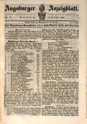 Augsburger Anzeigeblatt Samstag 3. Februar 1849