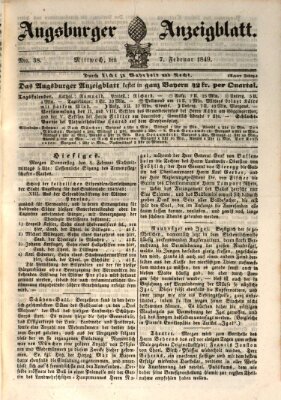 Augsburger Anzeigeblatt Mittwoch 7. Februar 1849