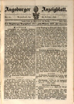 Augsburger Anzeigeblatt Samstag 10. Februar 1849