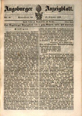 Augsburger Anzeigeblatt Samstag 17. Februar 1849