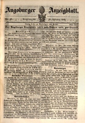 Augsburger Anzeigeblatt Sonntag 18. Februar 1849