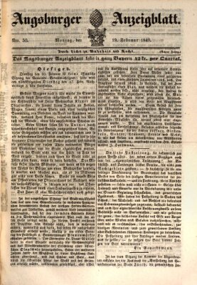 Augsburger Anzeigeblatt Montag 19. Februar 1849