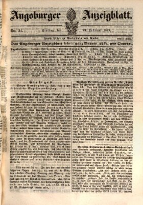 Augsburger Anzeigeblatt Freitag 23. Februar 1849