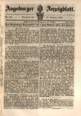 Augsburger Anzeigeblatt Sonntag 25. Februar 1849