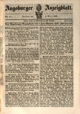 Augsburger Anzeigeblatt Freitag 2. März 1849