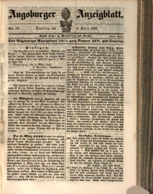 Augsburger Anzeigeblatt Sonntag 4. März 1849