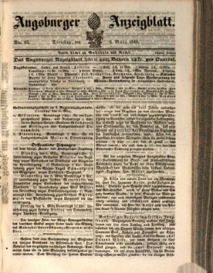 Augsburger Anzeigeblatt Dienstag 6. März 1849
