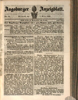 Augsburger Anzeigeblatt Mittwoch 7. März 1849