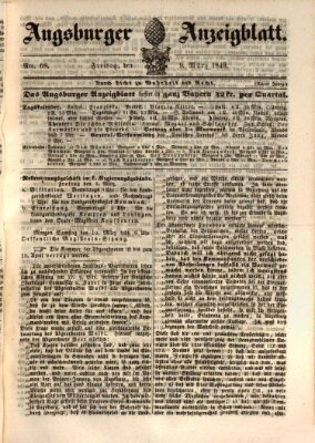 Augsburger Anzeigeblatt Freitag 9. März 1849