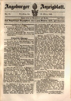 Augsburger Anzeigeblatt Dienstag 13. März 1849