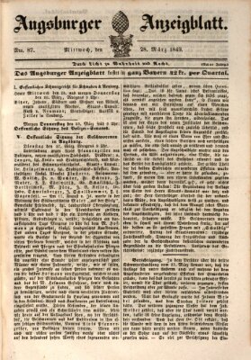 Augsburger Anzeigeblatt Mittwoch 28. März 1849