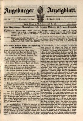 Augsburger Anzeigeblatt Samstag 7. April 1849