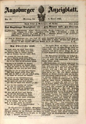 Augsburger Anzeigeblatt Montag 9. April 1849