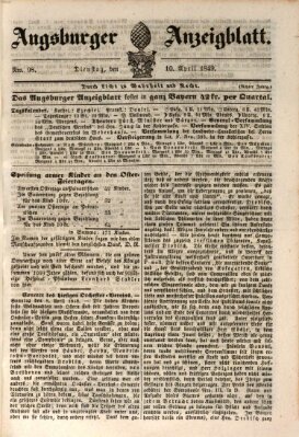 Augsburger Anzeigeblatt Dienstag 10. April 1849