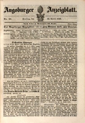 Augsburger Anzeigeblatt Freitag 13. April 1849