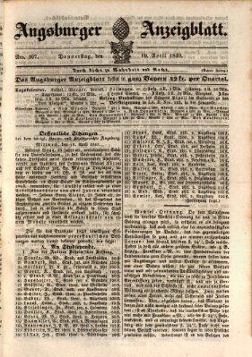 Augsburger Anzeigeblatt Donnerstag 19. April 1849