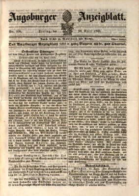 Augsburger Anzeigeblatt Freitag 20. April 1849
