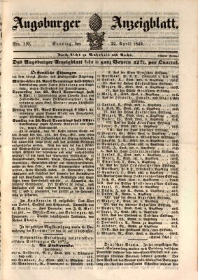 Augsburger Anzeigeblatt Sonntag 22. April 1849