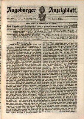 Augsburger Anzeigeblatt Dienstag 24. April 1849