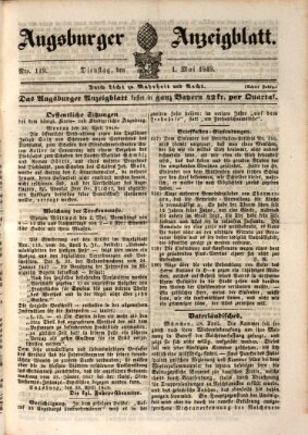 Augsburger Anzeigeblatt Dienstag 1. Mai 1849