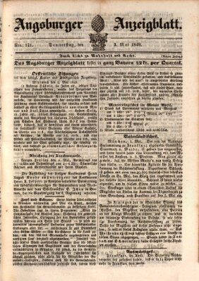 Augsburger Anzeigeblatt Donnerstag 3. Mai 1849