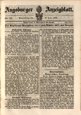 Augsburger Anzeigeblatt Samstag 2. Juni 1849