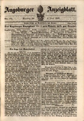 Augsburger Anzeigeblatt Montag 4. Juni 1849