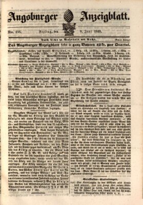 Augsburger Anzeigeblatt Freitag 8. Juni 1849