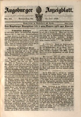 Augsburger Anzeigeblatt Donnerstag 14. Juni 1849