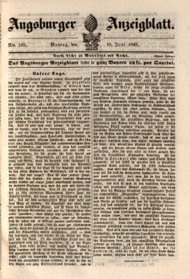 Augsburger Anzeigeblatt Montag 18. Juni 1849