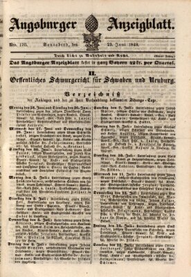 Augsburger Anzeigeblatt Samstag 23. Juni 1849