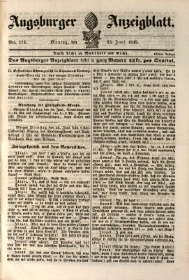 Augsburger Anzeigeblatt Montag 25. Juni 1849