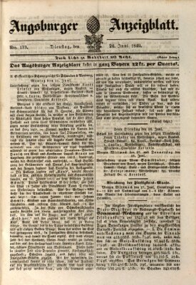 Augsburger Anzeigeblatt Dienstag 26. Juni 1849