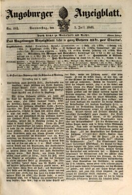 Augsburger Anzeigeblatt Donnerstag 5. Juli 1849