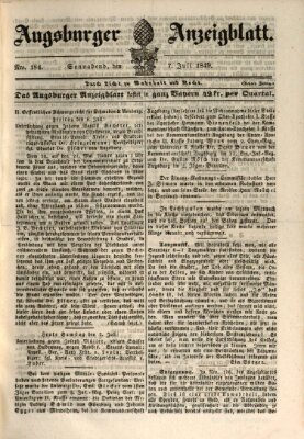 Augsburger Anzeigeblatt Samstag 7. Juli 1849