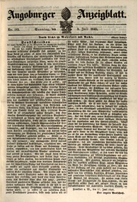 Augsburger Anzeigeblatt Sonntag 8. Juli 1849