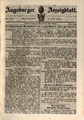 Augsburger Anzeigeblatt Mittwoch 11. Juli 1849