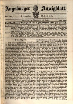 Augsburger Anzeigeblatt Montag 23. Juli 1849