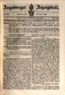 Augsburger Anzeigeblatt Dienstag 31. Juli 1849