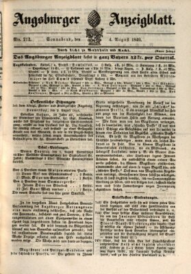 Augsburger Anzeigeblatt Samstag 4. August 1849