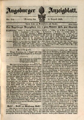 Augsburger Anzeigeblatt Montag 6. August 1849