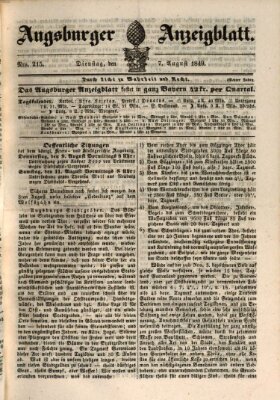 Augsburger Anzeigeblatt Dienstag 7. August 1849