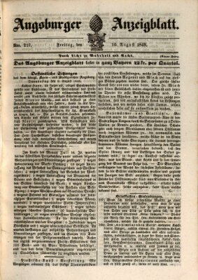 Augsburger Anzeigeblatt Freitag 10. August 1849