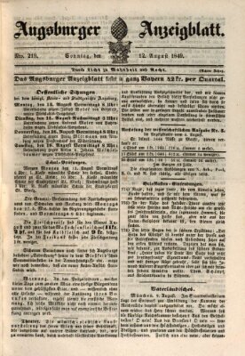 Augsburger Anzeigeblatt Sonntag 12. August 1849