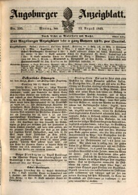 Augsburger Anzeigeblatt Montag 13. August 1849