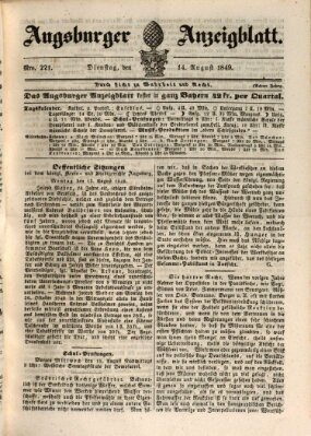 Augsburger Anzeigeblatt Dienstag 14. August 1849