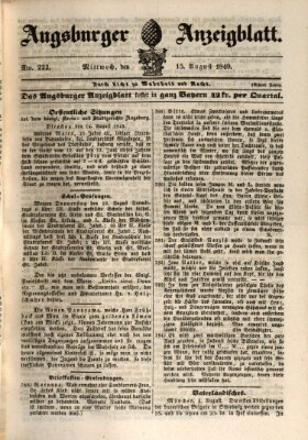 Augsburger Anzeigeblatt Mittwoch 15. August 1849